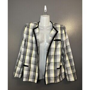 Manchester Blazer Womens 12 Plaid Lined Jacket Made USA Vintage Retro Preppy